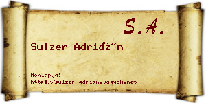Sulzer Adrián névjegykártya